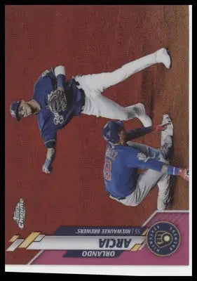 Orlando Arcia 2020 Topps Chrome Pink Refractor #140 Milwaukee Brewers - Baseball Card Single