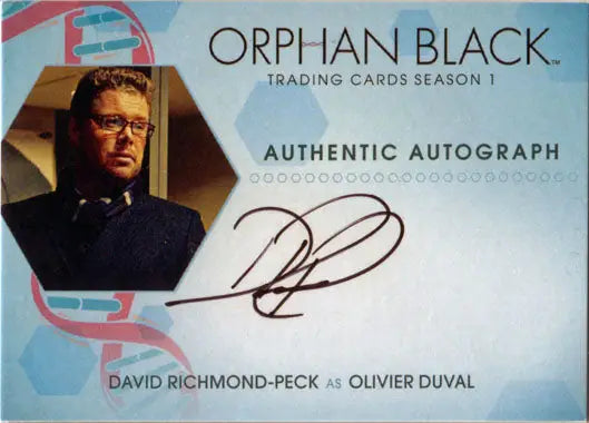 Autographed trading card of Olivier Duval from Orphan Black Season 1 collectibles