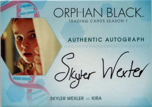 Autographed trading card of Skyler Wexler as Kira from Orphan Black Season 1