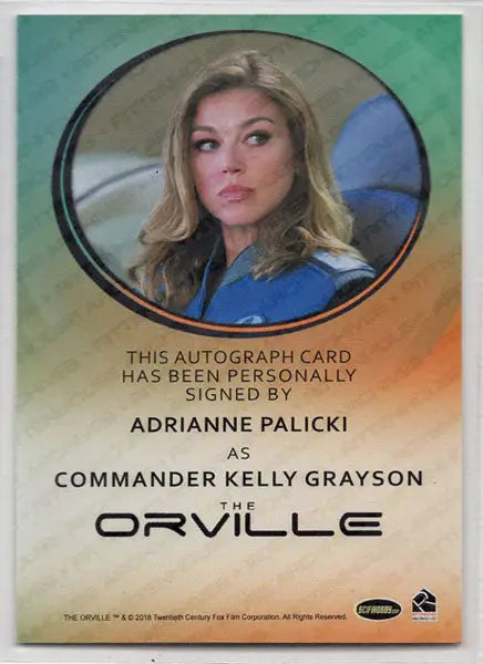 Autographed trading card of Adrianne Palicki as Kelly Grayson from The Orville