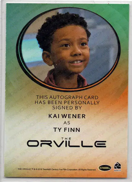 Orville Archives Autograph Card Kai Wener as Ty Finn (Bordered) - Non-Sports Card Single