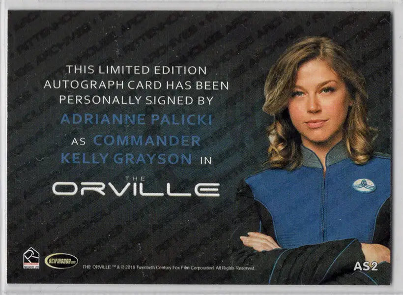 Autograph card of Adrianne Palicki as Cmdr. Kelly Grayson from The Orville, silver autograph