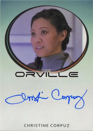 Autographed trading card of Christine Corpuz as Janice Lee in gray uniform