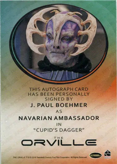 Autograph card of Paul Boehmer as Navarian Ambassador from The Orville Season 1