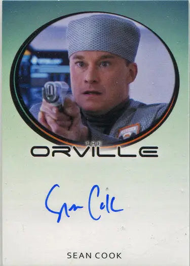 Autographed trading card of Sean Cook as Dr. Derek Ashton from The Orville series