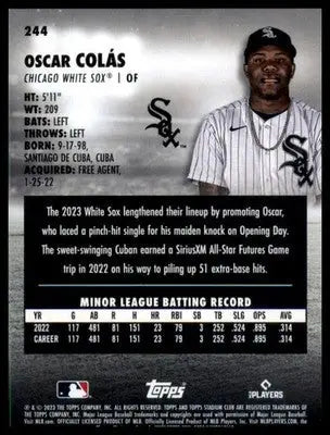Oscar Colás Rookie 2023 Stadium Club #244 Chicago White Sox - Baseball Card Single