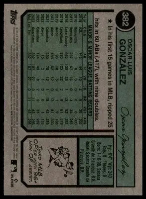 Óscar González Rookie 2023 Topps Heritage #382 Cleveland Guardians - Baseball Card Single