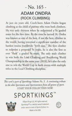 Other Sports 2024 Sportkings Volume 5 #165 Adam Ondra - Other Sports Card Single