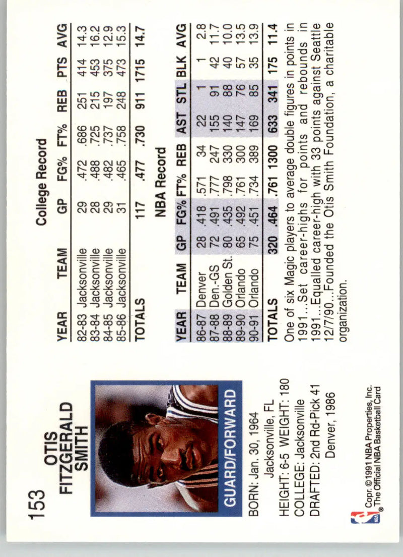 Otis Smith - 1991-92 Hoops - #153 - Basketball - Basketball Card Single
