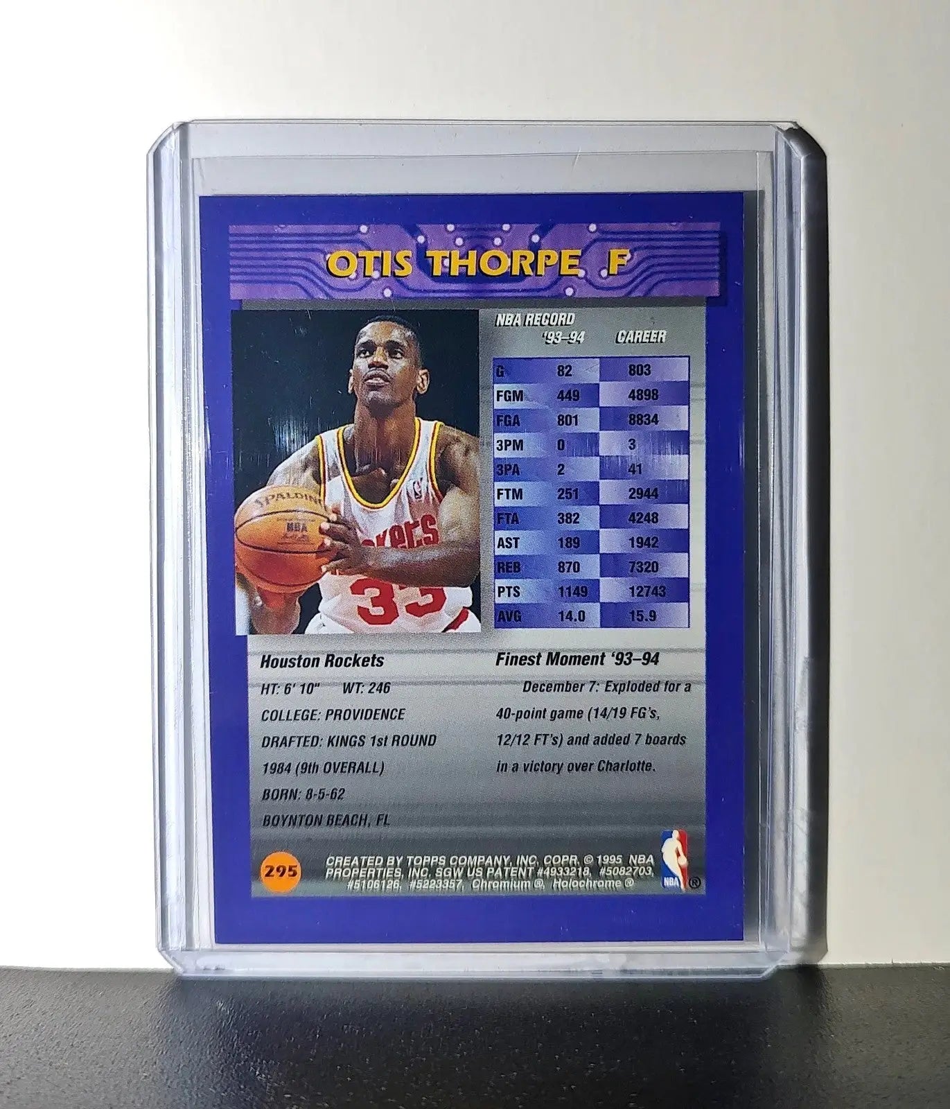Otis Thorpe 1994-95 Topps Finest #295 Basketball Card