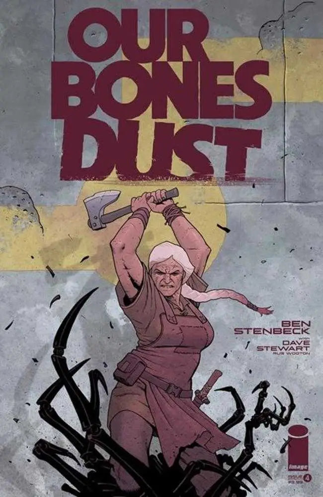 Comic book cover of Our Bones Dust #4 features a figure battling dark tentacles