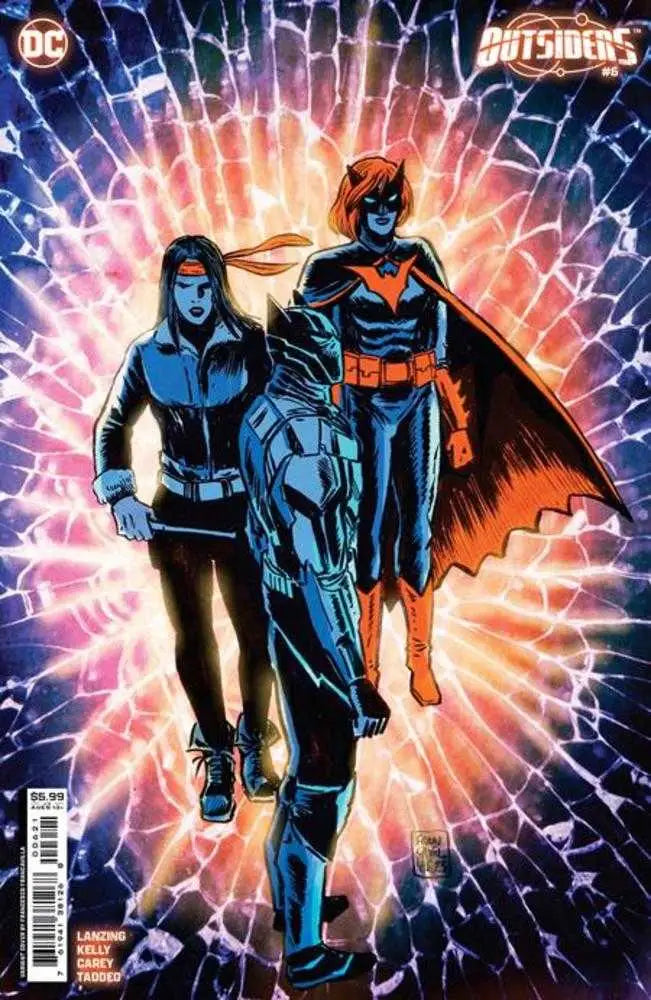 Comic book cover artwork of Batwoman with starburst, perfect for trading cards enthusiasts
