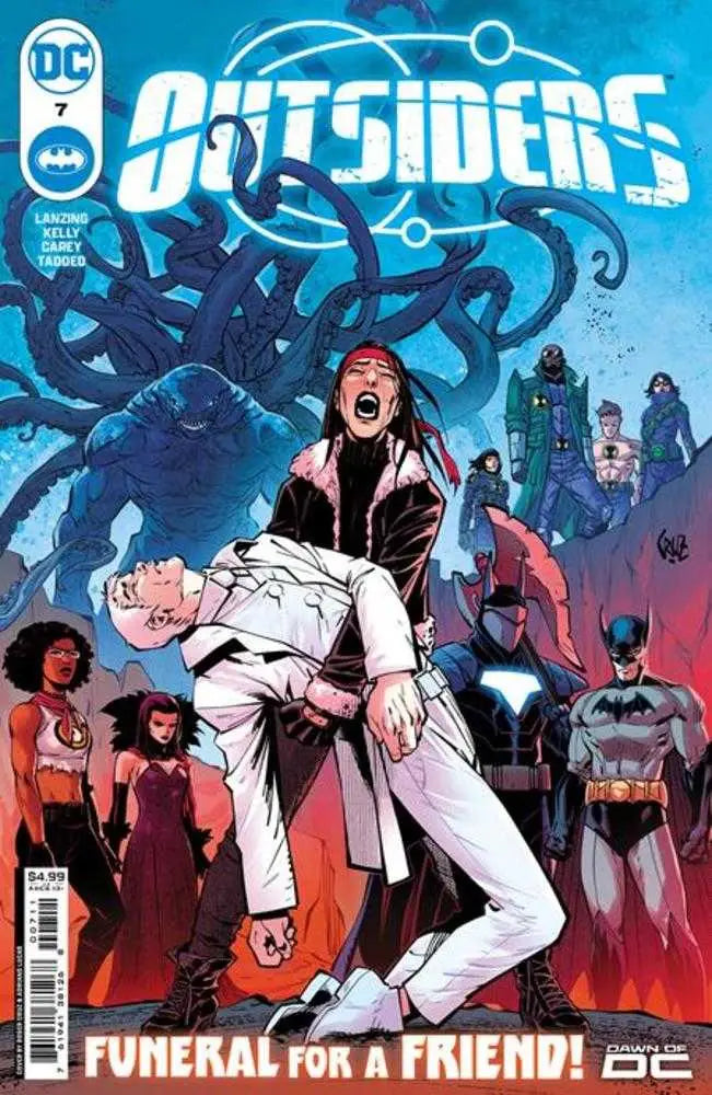 Outsiders #7 Cover A by Roger Cruz showcases dramatic action on a colorful backdrop