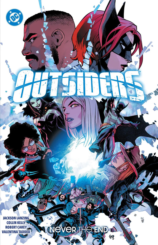 Outsiders Volume 2 Never The End comic book cover featuring Luke Fox artwork