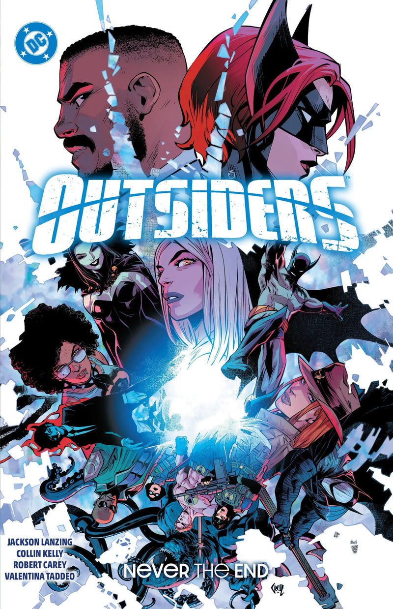 Outsiders Volume 2 Never The End comic book cover featuring Luke Fox artwork