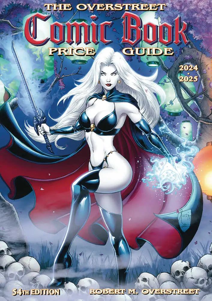 Comic Book Price Guide cover featuring Lady Death in a dramatic superhero pose