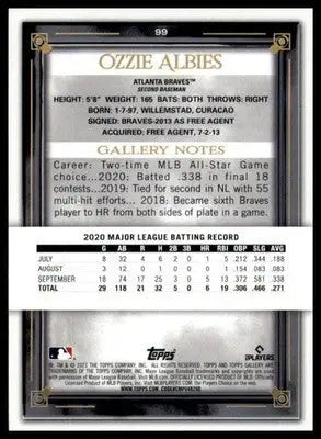 Ozzie Albies 2021 Topps Gallery #99 Atlanta Braves - Baseball Card Single