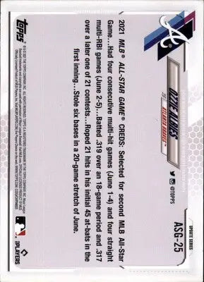 Ozzie Albies 2021 Topps Update 2021 MLB All-Stars #ASG-25 Atlanta Braves - Baseball Card Single