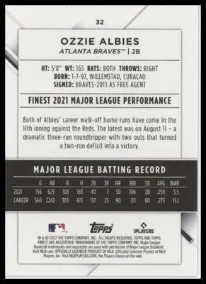 Ozzie Albies 2022 Finest #32 Atlanta Braves - Baseball Card Single