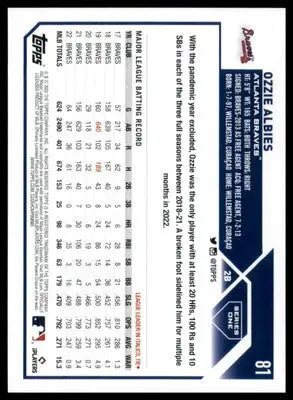 Ozzie Albies 2023 Topps #81 Atlanta Braves - Baseball Card Single