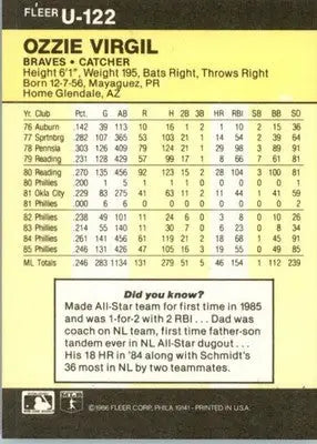 Ozzie Virgil - 1986 Fleer Update - #U-122 - Baseball - Baseball Card Single