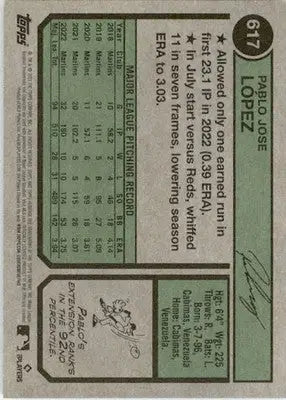 Pablo Lopez - 2023 Topps Heritage - #617 - Baseball - Baseball Card Single