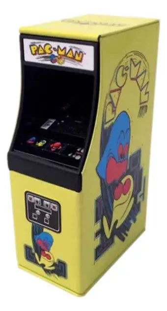 Yellow Pac-Man arcade cabinet with classic artwork for PAC-MAN Arcade Mint Tin