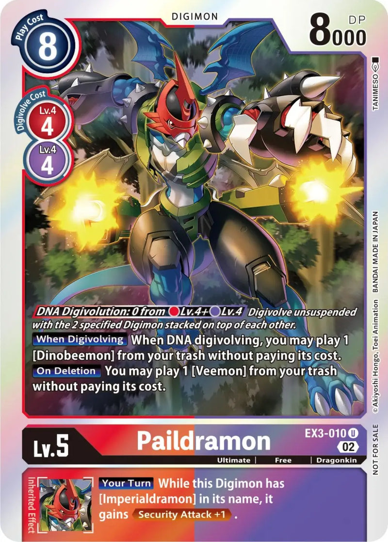 Paildramon EX3-010 Alternate Art card from Draconic Roar showcasing its unique design