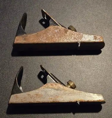 Pair Vintage Small Metal Block Planes Hand Woodworking Mini Plane Brass Knob - Other