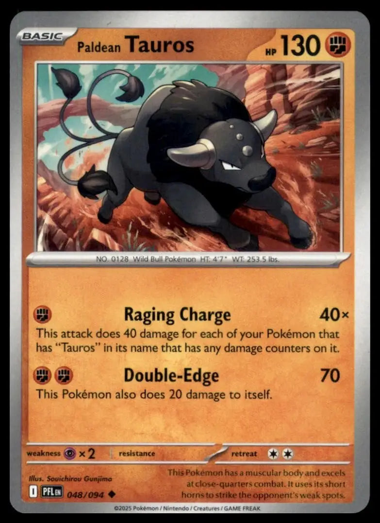 Paldean Tauros 048/094 Me02: Phantasmal Flames Regular Pokemon - Pokémon Card Single