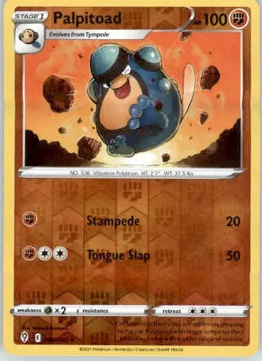 Palpitoad - SWSH07: Evolving Skies - Reverse Holo LP - #089/203 - Pokémon Card Single