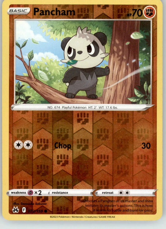 Pancham - Crown Zenith - 072/159 - Reverse Holo LP Pokemon - Pokémon Card Single