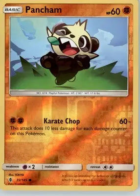 Pancham - SM - Guardians Rising - Reverse Holo LP - #72/145 - Pokémon Card Single