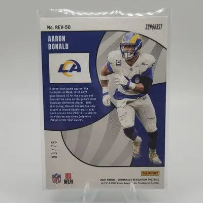 Panini 2021 Chronicles Aaron Donald Sunburst REV-50 Rams 03/75 - Football Card Single