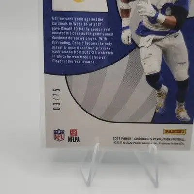 Panini 2021 Chronicles Aaron Donald Sunburst REV-50 Rams 03/75 - Football Card Single