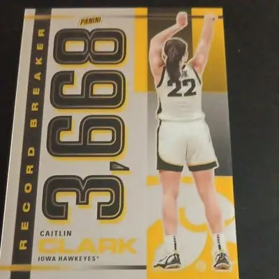Panini 2024 Caitlin Clark Collection - Record Breaker. 3668 points. Iowa. NRMT+ - Basketball Card Single