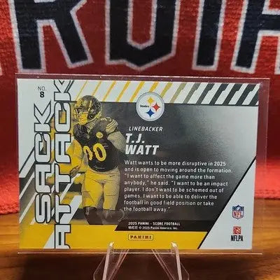 Panini 2025 Score Sack Attack Insert T.J. Watt #8 Pittsburgh Steelers - Football Card Single