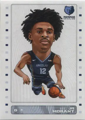 Caricature of a basketball player in Memphis Grizzlies uniform on Ja Morant sticker card