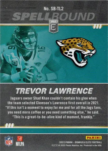 Trevor Lawrence trading card from Panini Donruss Elite 2022 insert card collection
