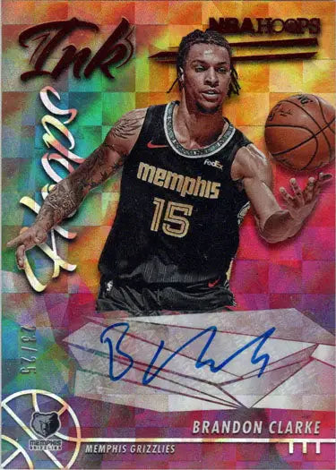 Brandon Clarke autographed Panini Hoops Ink Red Auto Card from 2021-22 Hoops series