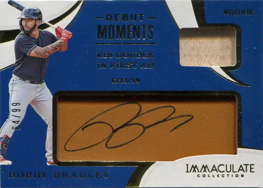 Baseball trading card featuring B. Bradley’s autograph and game-used memorabilia from Panini Immaculate 2020