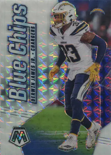Football player in blue and white uniform running with ball for Blue Chips White card