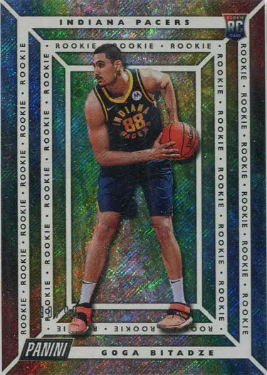 Basketball trading card of Indiana Pacers rookie Goga Bitadze, Rapture Parallel 90/99