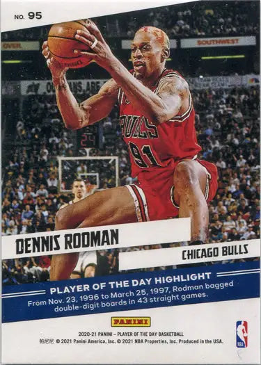 Basketball player in red Chicago Bulls jersey on Panini Player of the Day base card