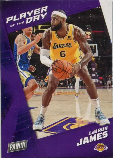 LeBron James basketball base card from Panini Player of the Day 2021-22 series