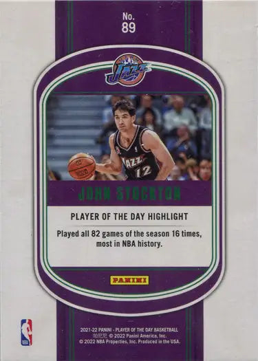 Utah Jazz Basketball trading card number 12 J. Stockton Cracked Ice Parallel 04/25