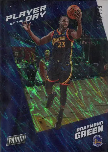 Basketball trading card of D. Green in Golden State Warriors navy jersey, Lava Parallel Base