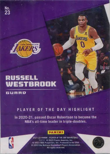 Basketball trading card of R. Westbrook dribbling for Panini Lava Parallel Base Card