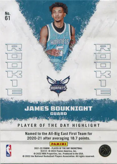 Charlotte Hornets player J. Bouknight lava parallel base card in teal jersey