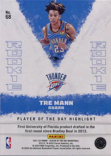 Basketball trading card of Tre Mann from Oklahoma City Thunder Lava Parallel Base
